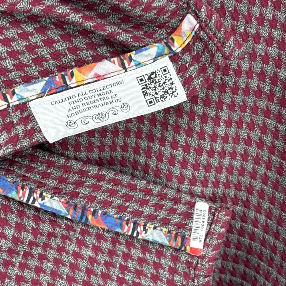 Robert Graham Shirt Mens XL Red Check Cotton Button Up Long Sleeve Classic‎ Fit